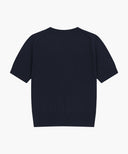 W DOODLE BEAR HALF KNIT PULLOVER IN NAVY image 7