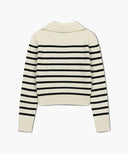 W STRIPE POLO KNIT IN IVORY image 7