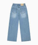W WIDE FIT VINTAGE WASHED DENIM PANTS IN LIGHT BLUE image 7
