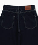 M LOW-WAIST TUCK WIDE DENIM PANTS IN DARK BLUE image 8
