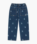 KIDS BEAR PRINTED DENIM PANTS IN DARK BLUE image 7