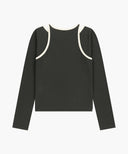 W SLEEVELESS LAYERED LONG SLEEVE TEE IN CHARCOAL GREY image 7