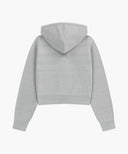 W SMALL CLASSIC LOGO CROP KNIT HOODIE ZIPUP IN HEATHER GREY image 7