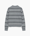 REGULAR LOGO STRIPE POLO KNIT IN MELANGE GRAY image 7