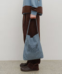 CLASSIC LOGO CORDUROY SHOULDER BAG IN ASH BLUE image 7