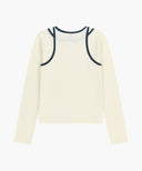 W SLEEVELESS LAYERED LONG SLEEVE TEE IN IVORY image 7