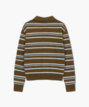 REGULAR LOGO STRIPE POLO KNIT IN CAMEL image 7