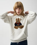BOUCLE DOODLE BEAR HOODIE IN OATMEAL image 1