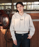 W SMALL CLASSIC LOGO CROP HOODIE IN LIGHT HEATHER GREY image 7