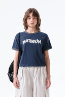 MATIN LOGO RINGER CROP TOP IN NAVY image 5