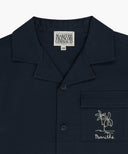 KIDS SEERSUCKER HALF SHIRT IN NAVY image 8