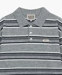 REGULAR LOGO STRIPE POLO KNIT IN MELANGE GRAY image 8