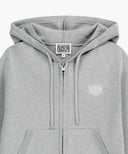 W SMALL CLASSIC LOGO CROP KNIT HOODIE ZIPUP IN HEATHER GREY image 8