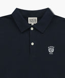 CREST LOGO JERSEY POLO LONG SLEEVE IN NAVY image 8