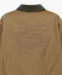 GRAPHIC EMBROIDERY COTTON BOMBER JACKET IN BEIGE image 8