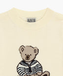 W DOODLE BEAR HALF KNIT PULLOVER IN IVORY image 8