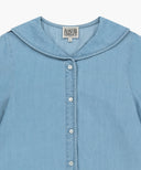 W SAILOR COLLAR SHORT SLEEVE CHAMBRAY SHIRT IN LIGHT BLUE image 8