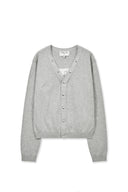 BACK LOGO SNAP BUTTON CARDIGAN IN GRAY image 11