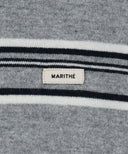 REGULAR LOGO STRIPE POLO KNIT IN MELANGE GRAY image 9