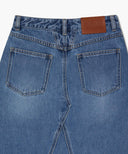 W A-LINE DENIM MIDI SKIRT IN LIGHT BLUE image 9
