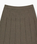 W SIDE BUCKLE PLEATED MIDI SKIRT IN BROWN image 12