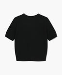 W HALF KNIT ROUND NECK CARDIGAN SET UP IN BLACK image 9