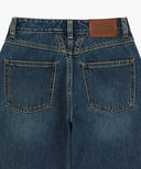 W HIGH STRAIGHT DENIM PANTS IN DARK BLUE image 9