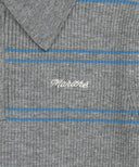 W STRIPE HALF ZIP UP SLIM KNIT IN MELANGE GRAY image 9