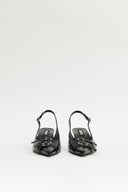 BUCKLE STILETTO SLING BACK HEELS IN BLACK image 2