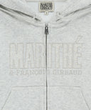 W LACE APPLIQUE CROP HOODIE ZIPUP IN LIGHT HEATHER GREY image 10