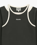 W SLEEVELESS LAYERED LONG SLEEVE TEE IN CHARCOAL GREY image 10