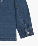 KIDS LETTERING LOGO DENIM JACKET IN BLUE