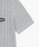 WAPPEN CROCHET HALF KNIT CARDIGAN IN HEATHER GREY image 10