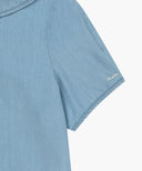 W SAILOR COLLAR SHORT SLEEVE CHAMBRAY SHIRT IN LIGHT BLUE image 10