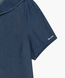 W SAILOR COLLAR SHORT SLEEVE CHAMBRAY SHIRT IN DARK BLUE image 10
