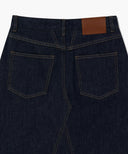 W A-LINE DENIM MIDI SKIRT IN DARK BLUE image 12