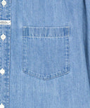 UNI BASIC DENIM SHIRT IN LIGHT BLUE image 13