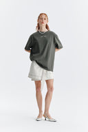 EMBROIDERY SMALL LOGO OVERSIZE TOP IN KHAKI image 8