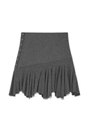UNBALANCE FLARE FOLDING SKIRT IN CHARCOAL GREY image 14