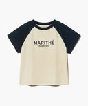 KIDS RAGLAN REGULAR LOGO SEMI CROP TEE IN NAVY image 1