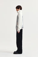 HIGH NECK RAGLAN KNIT ZIP UP FOR MEN IN IVORY image 16