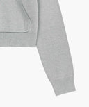 W SMALL CLASSIC LOGO CROP KNIT HOODIE ZIPUP IN HEATHER GREY image 11