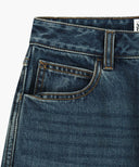 W HIGH STRAIGHT DENIM PANTS IN DARK BLUE image 11