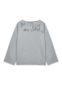 RAW HEM FINISHED BOAT NECK TOP IN GRAY image 2