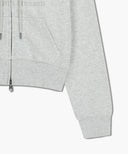 W LACE APPLIQUE CROP HOODIE ZIPUP IN LIGHT HEATHER GREY image 12