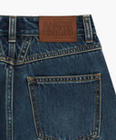 W HIGH STRAIGHT DENIM PANTS IN DARK BLUE image 12