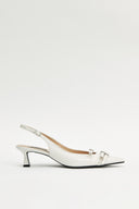 BUCKLE STILETTO SLING BACK HEELS IN IVORY image 5