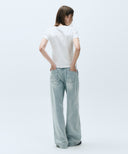 W LOW-WAIST TUCK WIDE DENIM PANTS IN LIGHT BLUE image 12