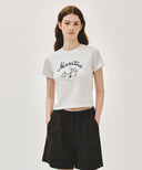 W LEMON GRAPHIC SLIM CROP TEE IN WHITE image 11