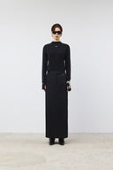 BACK DOUBLE WAIST MAXI SKIRT IN BLACK image 6